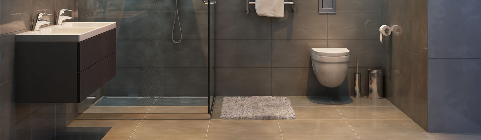 Gray modern shower room